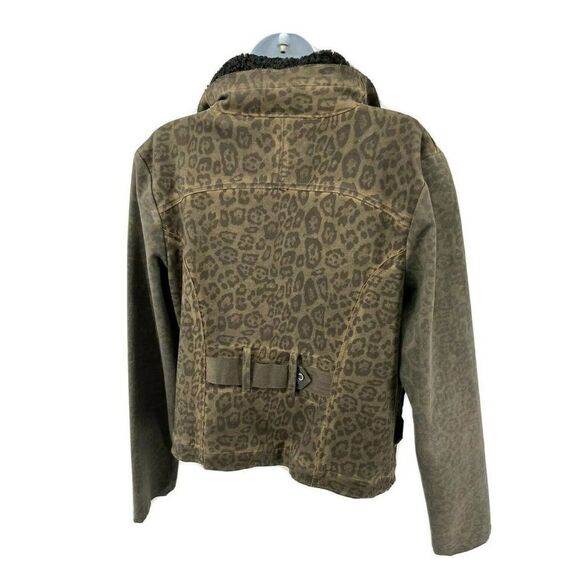 Anthropologie Marrakech Moto Jacket Size Large Animal Print Removable Sherpa - Picture 8 of 14